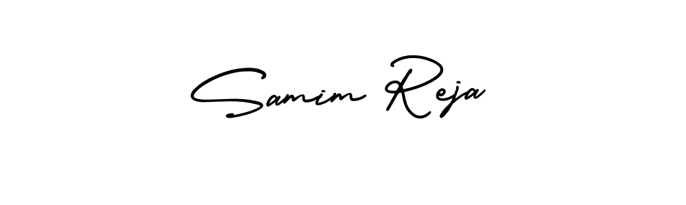 How to Draw Samim Reja signature style? AmerikaSignatureDemo-Regular is a latest design signature styles for name Samim Reja. Samim Reja signature style 3 images and pictures png