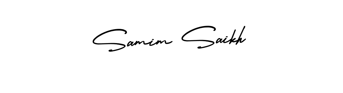 This is the best signature style for the Samim Saikh name. Also you like these signature font (AmerikaSignatureDemo-Regular). Mix name signature. Samim Saikh signature style 3 images and pictures png