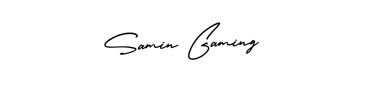 Create a beautiful signature design for name Samin Gaming. With this signature (AmerikaSignatureDemo-Regular) fonts, you can make a handwritten signature for free. Samin Gaming signature style 3 images and pictures png