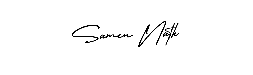 You should practise on your own different ways (AmerikaSignatureDemo-Regular) to write your name (Samin Nath) in signature. don't let someone else do it for you. Samin Nath signature style 3 images and pictures png