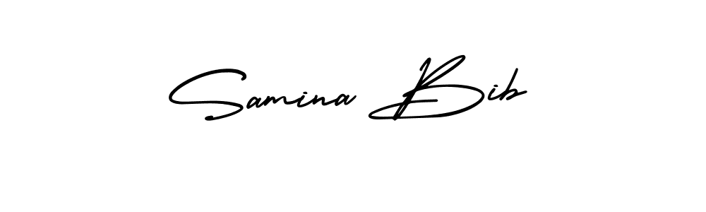 You should practise on your own different ways (AmerikaSignatureDemo-Regular) to write your name (Samina Bib) in signature. don't let someone else do it for you. Samina Bib signature style 3 images and pictures png