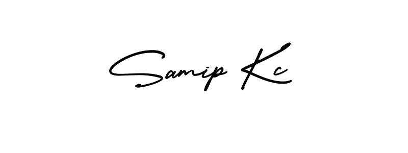 Samip Kc stylish signature style. Best Handwritten Sign (AmerikaSignatureDemo-Regular) for my name. Handwritten Signature Collection Ideas for my name Samip Kc. Samip Kc signature style 3 images and pictures png