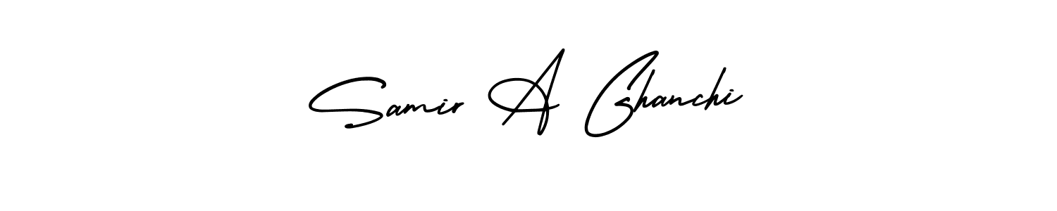 How to make Samir A Ghanchi name signature. Use AmerikaSignatureDemo-Regular style for creating short signs online. This is the latest handwritten sign. Samir A Ghanchi signature style 3 images and pictures png