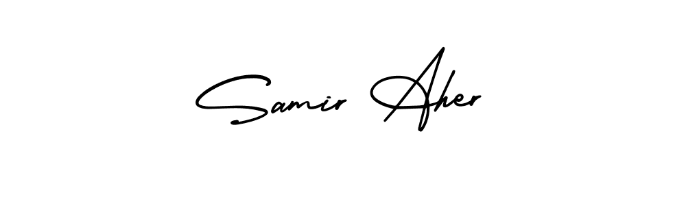 It looks lik you need a new signature style for name Samir Aher. Design unique handwritten (AmerikaSignatureDemo-Regular) signature with our free signature maker in just a few clicks. Samir Aher signature style 3 images and pictures png