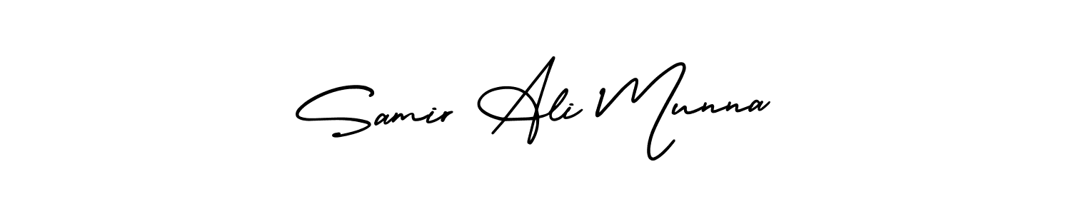 How to Draw Samir Ali Munna signature style? AmerikaSignatureDemo-Regular is a latest design signature styles for name Samir Ali Munna. Samir Ali Munna signature style 3 images and pictures png