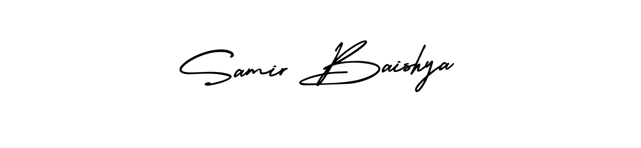 This is the best signature style for the Samir Baishya name. Also you like these signature font (AmerikaSignatureDemo-Regular). Mix name signature. Samir Baishya signature style 3 images and pictures png