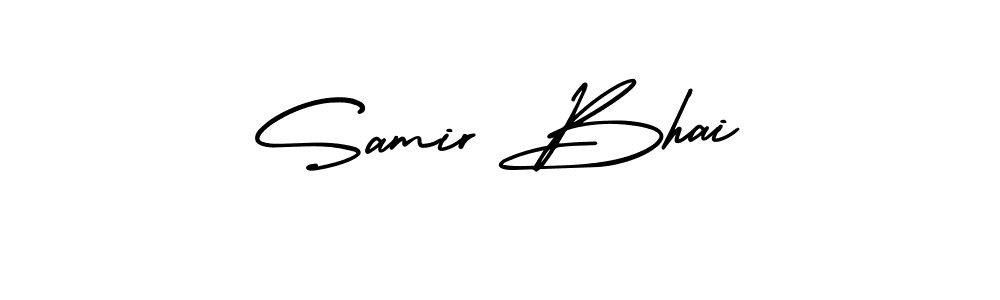 You should practise on your own different ways (AmerikaSignatureDemo-Regular) to write your name (Samir Bhai) in signature. don't let someone else do it for you. Samir Bhai signature style 3 images and pictures png