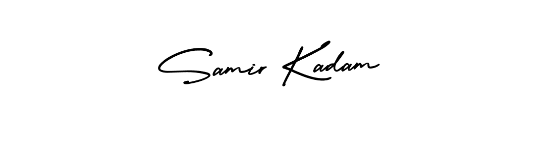 You should practise on your own different ways (AmerikaSignatureDemo-Regular) to write your name (Samir Kadam) in signature. don't let someone else do it for you. Samir Kadam signature style 3 images and pictures png
