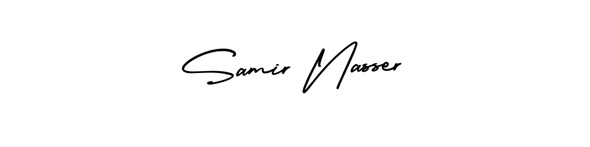 You should practise on your own different ways (AmerikaSignatureDemo-Regular) to write your name (Samir Nasser) in signature. don't let someone else do it for you. Samir Nasser signature style 3 images and pictures png