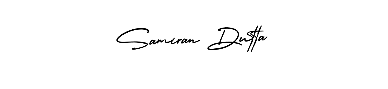 The best way (AmerikaSignatureDemo-Regular) to make a short signature is to pick only two or three words in your name. The name Samiran Dutta include a total of six letters. For converting this name. Samiran Dutta signature style 3 images and pictures png