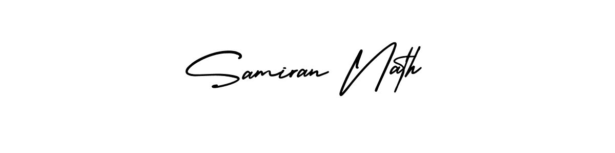 The best way (AmerikaSignatureDemo-Regular) to make a short signature is to pick only two or three words in your name. The name Samiran Nath include a total of six letters. For converting this name. Samiran Nath signature style 3 images and pictures png