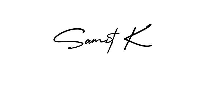 Design your own signature with our free online signature maker. With this signature software, you can create a handwritten (AmerikaSignatureDemo-Regular) signature for name Samit K. Samit K signature style 3 images and pictures png