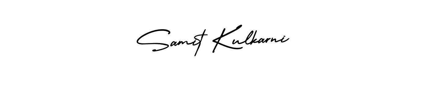 This is the best signature style for the Samit Kulkarni name. Also you like these signature font (AmerikaSignatureDemo-Regular). Mix name signature. Samit Kulkarni signature style 3 images and pictures png