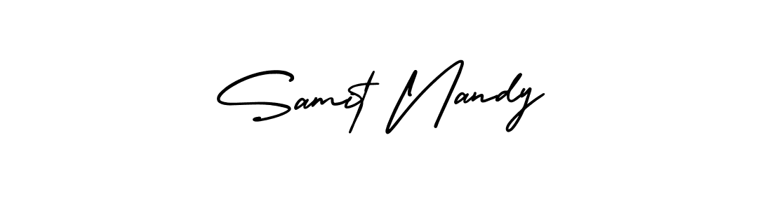 How to make Samit Nandy name signature. Use AmerikaSignatureDemo-Regular style for creating short signs online. This is the latest handwritten sign. Samit Nandy signature style 3 images and pictures png