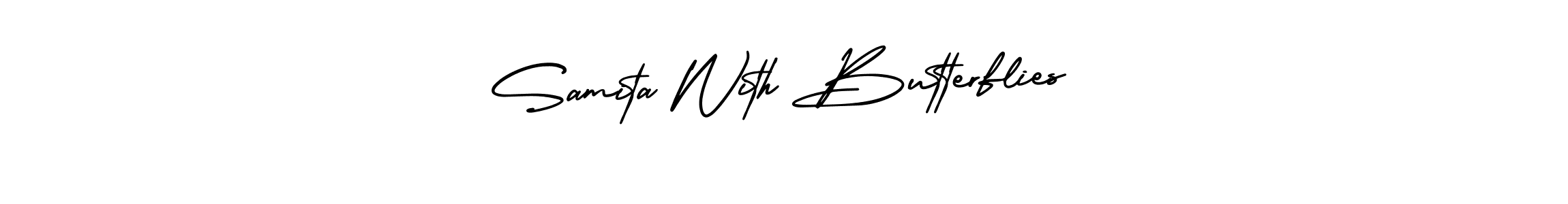 The best way (AmerikaSignatureDemo-Regular) to make a short signature is to pick only two or three words in your name. The name Samita With Butterflies include a total of six letters. For converting this name. Samita With Butterflies signature style 3 images and pictures png
