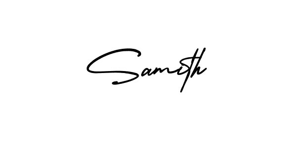 You should practise on your own different ways (AmerikaSignatureDemo-Regular) to write your name (Samith) in signature. don't let someone else do it for you. Samith signature style 3 images and pictures png