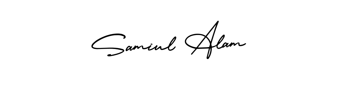 Similarly AmerikaSignatureDemo-Regular is the best handwritten signature design. Signature creator online .You can use it as an online autograph creator for name Samiul Alam. Samiul Alam signature style 3 images and pictures png