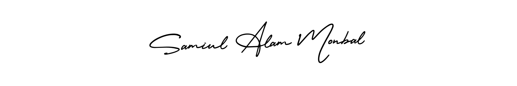 How to Draw Samiul Alam Monbal signature style? AmerikaSignatureDemo-Regular is a latest design signature styles for name Samiul Alam Monbal. Samiul Alam Monbal signature style 3 images and pictures png