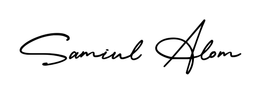 Get inspired by this graceful AmerikaSignatureDemo-Regular signature style for name Samiul Alom. Smooth loops and balanced proportions for everyday use. Samiul Alom signature style 3 images and pictures png