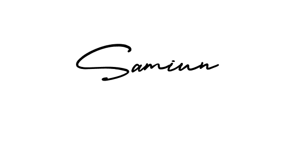 The best way (AmerikaSignatureDemo-Regular) to make a short signature is to pick only two or three words in your name. The name Samiun include a total of six letters. For converting this name. Samiun signature style 3 images and pictures png