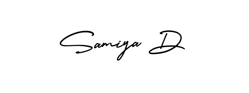 AmerikaSignatureDemo-Regular is a professional signature style that is perfect for those who want to add a touch of class to their signature. It is also a great choice for those who want to make their signature more unique. Get Samiya D name to fancy signature for free. Samiya D signature style 3 images and pictures png