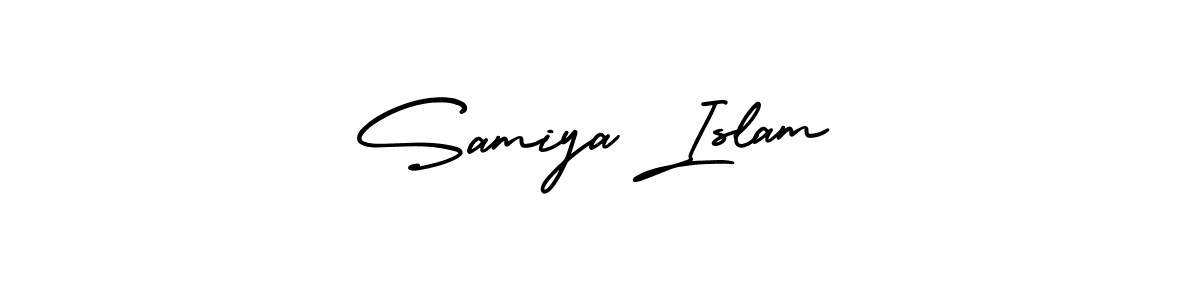 Create a beautiful signature design for name Samiya Islam. With this signature (AmerikaSignatureDemo-Regular) fonts, you can make a handwritten signature for free. Samiya Islam signature style 3 images and pictures png