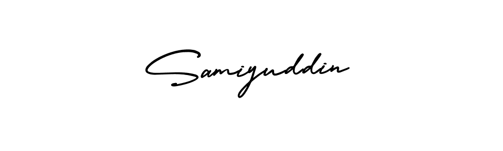How to Draw Samiyuddin signature style? AmerikaSignatureDemo-Regular is a latest design signature styles for name Samiyuddin. Samiyuddin signature style 3 images and pictures png