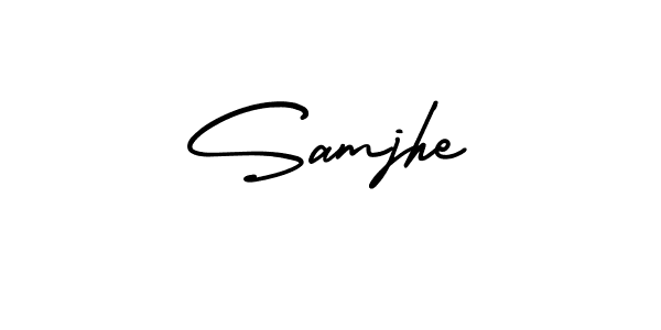 Use a signature maker to create a handwritten signature online. With this signature software, you can design (AmerikaSignatureDemo-Regular) your own signature for name Samjhe. Samjhe signature style 3 images and pictures png