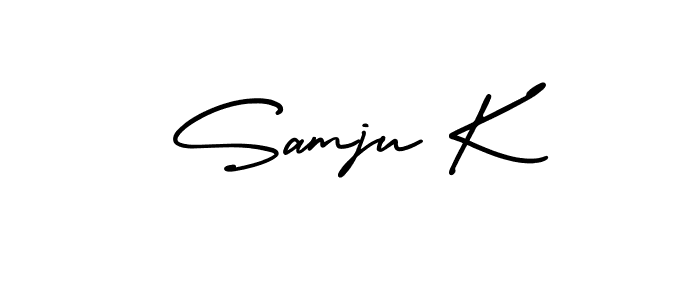 It looks lik you need a new signature style for name Samju K. Design unique handwritten (AmerikaSignatureDemo-Regular) signature with our free signature maker in just a few clicks. Samju K signature style 3 images and pictures png
