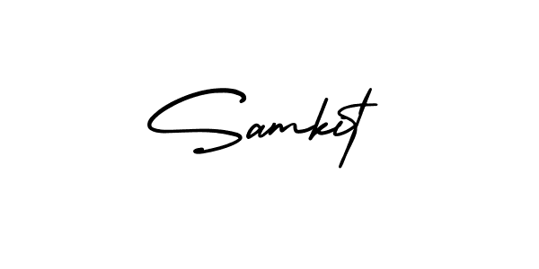 Samkit stylish signature style. Best Handwritten Sign (AmerikaSignatureDemo-Regular) for my name. Handwritten Signature Collection Ideas for my name Samkit. Samkit signature style 3 images and pictures png
