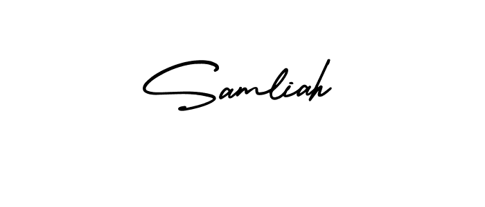 How to make Samliah signature? AmerikaSignatureDemo-Regular is a professional autograph style. Create handwritten signature for Samliah name. Samliah signature style 3 images and pictures png
