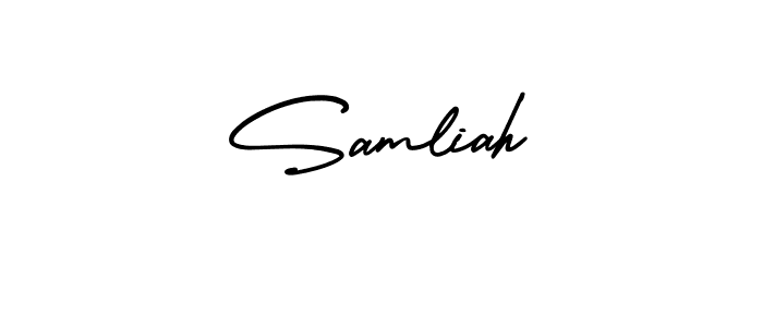 How to make Samliah signature? AmerikaSignatureDemo-Regular is a professional autograph style. Create handwritten signature for Samliah name. Samliah signature style 3 images and pictures png