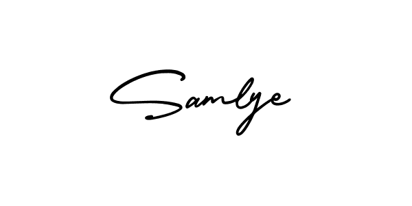 Use a signature maker to create a handwritten signature online. With this signature software, you can design (AmerikaSignatureDemo-Regular) your own signature for name Samlye. Samlye signature style 3 images and pictures png