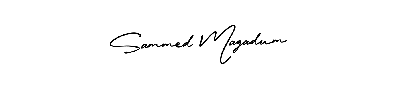 The best way (AmerikaSignatureDemo-Regular) to make a short signature is to pick only two or three words in your name. The name Sammed Magadum include a total of six letters. For converting this name. Sammed Magadum signature style 3 images and pictures png