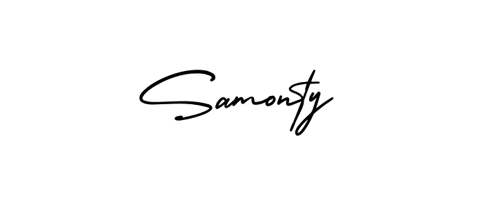 It looks lik you need a new signature style for name Samonty. Design unique handwritten (AmerikaSignatureDemo-Regular) signature with our free signature maker in just a few clicks. Samonty signature style 3 images and pictures png