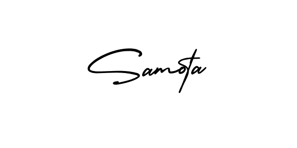 You should practise on your own different ways (AmerikaSignatureDemo-Regular) to write your name (Samota) in signature. don't let someone else do it for you. Samota signature style 3 images and pictures png