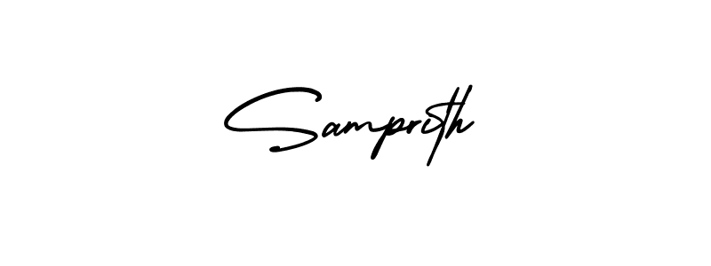 Samprith stylish signature style. Best Handwritten Sign (AmerikaSignatureDemo-Regular) for my name. Handwritten Signature Collection Ideas for my name Samprith. Samprith signature style 3 images and pictures png