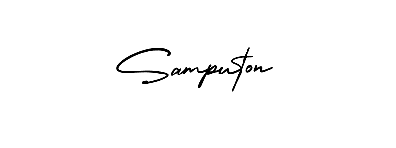 The best way (AmerikaSignatureDemo-Regular) to make a short signature is to pick only two or three words in your name. The name Samputon include a total of six letters. For converting this name. Samputon signature style 3 images and pictures png