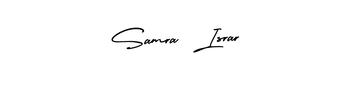 The best way (AmerikaSignatureDemo-Regular) to make a short signature is to pick only two or three words in your name. The name Samra  Israr include a total of six letters. For converting this name. Samra  Israr signature style 3 images and pictures png