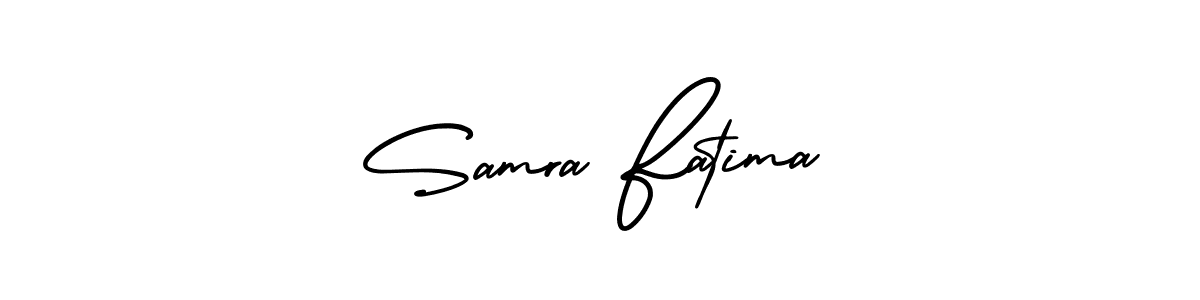 How to make Samra Fatima name signature. Use AmerikaSignatureDemo-Regular style for creating short signs online. This is the latest handwritten sign. Samra Fatima signature style 3 images and pictures png