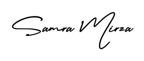 Try this chic Samra Mirza handwritten sign style. Using AmerikaSignatureDemo-Regular font elements, it gives your name a sleek, memorable identity. Samra Mirza signature style 3 images and pictures png