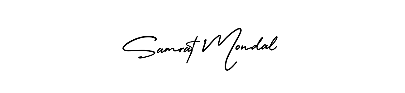 You should practise on your own different ways (AmerikaSignatureDemo-Regular) to write your name (Samrat Mondal) in signature. don't let someone else do it for you. Samrat Mondal signature style 3 images and pictures png