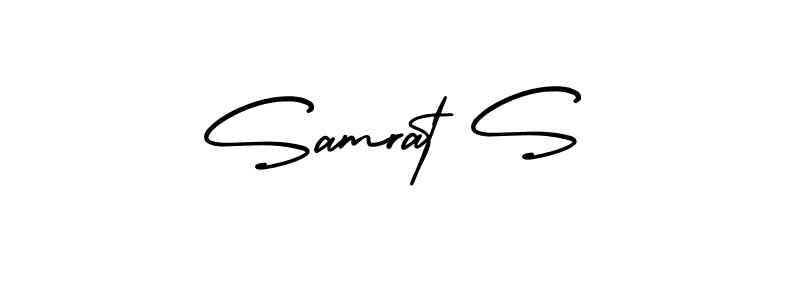 You should practise on your own different ways (AmerikaSignatureDemo-Regular) to write your name (Samrat S) in signature. don't let someone else do it for you. Samrat S signature style 3 images and pictures png