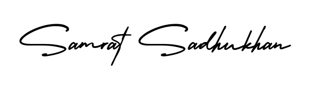 A classic penmanship look for Samrat Sadhukhan. The AmerikaSignatureDemo-Regular font brings timeless elegance and confidence to every signed document. Samrat Sadhukhan signature style 3 images and pictures png