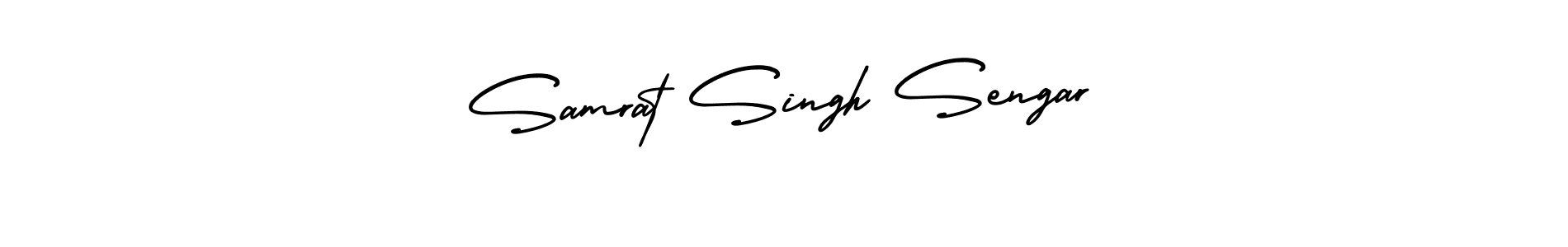 You should practise on your own different ways (AmerikaSignatureDemo-Regular) to write your name (Samrat Singh Sengar) in signature. don't let someone else do it for you. Samrat Singh Sengar signature style 3 images and pictures png