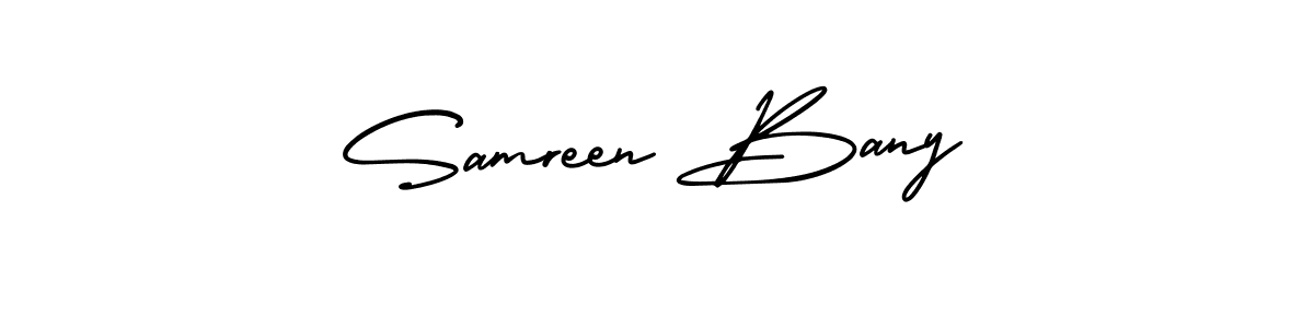 Also You can easily find your signature by using the search form. We will create Samreen Bany name handwritten signature images for you free of cost using AmerikaSignatureDemo-Regular sign style. Samreen Bany signature style 3 images and pictures png