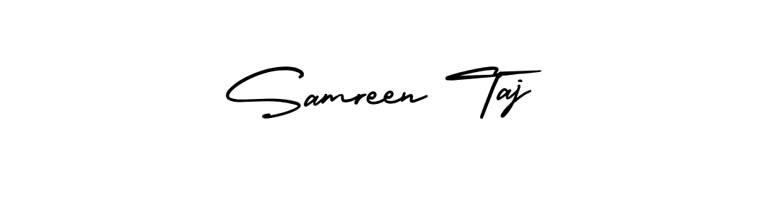 Create a beautiful signature design for name Samreen Taj. With this signature (AmerikaSignatureDemo-Regular) fonts, you can make a handwritten signature for free. Samreen Taj signature style 3 images and pictures png