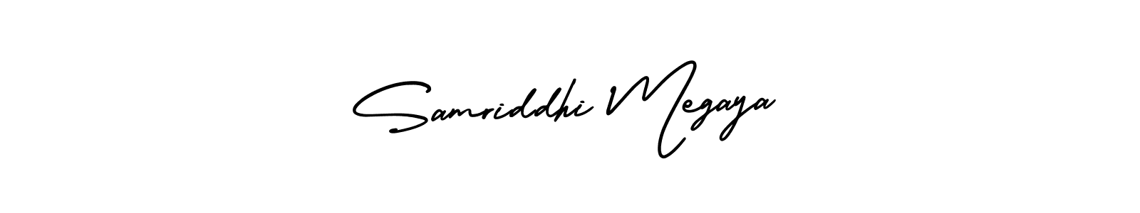 This is the best signature style for the Samriddhi Megaya name. Also you like these signature font (AmerikaSignatureDemo-Regular). Mix name signature. Samriddhi Megaya signature style 3 images and pictures png