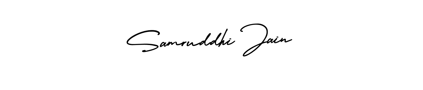 This is the best signature style for the Samruddhi Jain name. Also you like these signature font (AmerikaSignatureDemo-Regular). Mix name signature. Samruddhi Jain signature style 3 images and pictures png