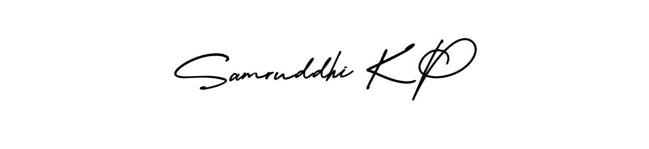 Similarly AmerikaSignatureDemo-Regular is the best handwritten signature design. Signature creator online .You can use it as an online autograph creator for name Samruddhi K P. Samruddhi K P signature style 3 images and pictures png